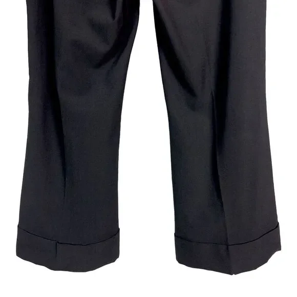 Express Publicist Black Dress Pants Size 10 Wide Leg Cuffed Hem Office Wear - Picture 6 of 9